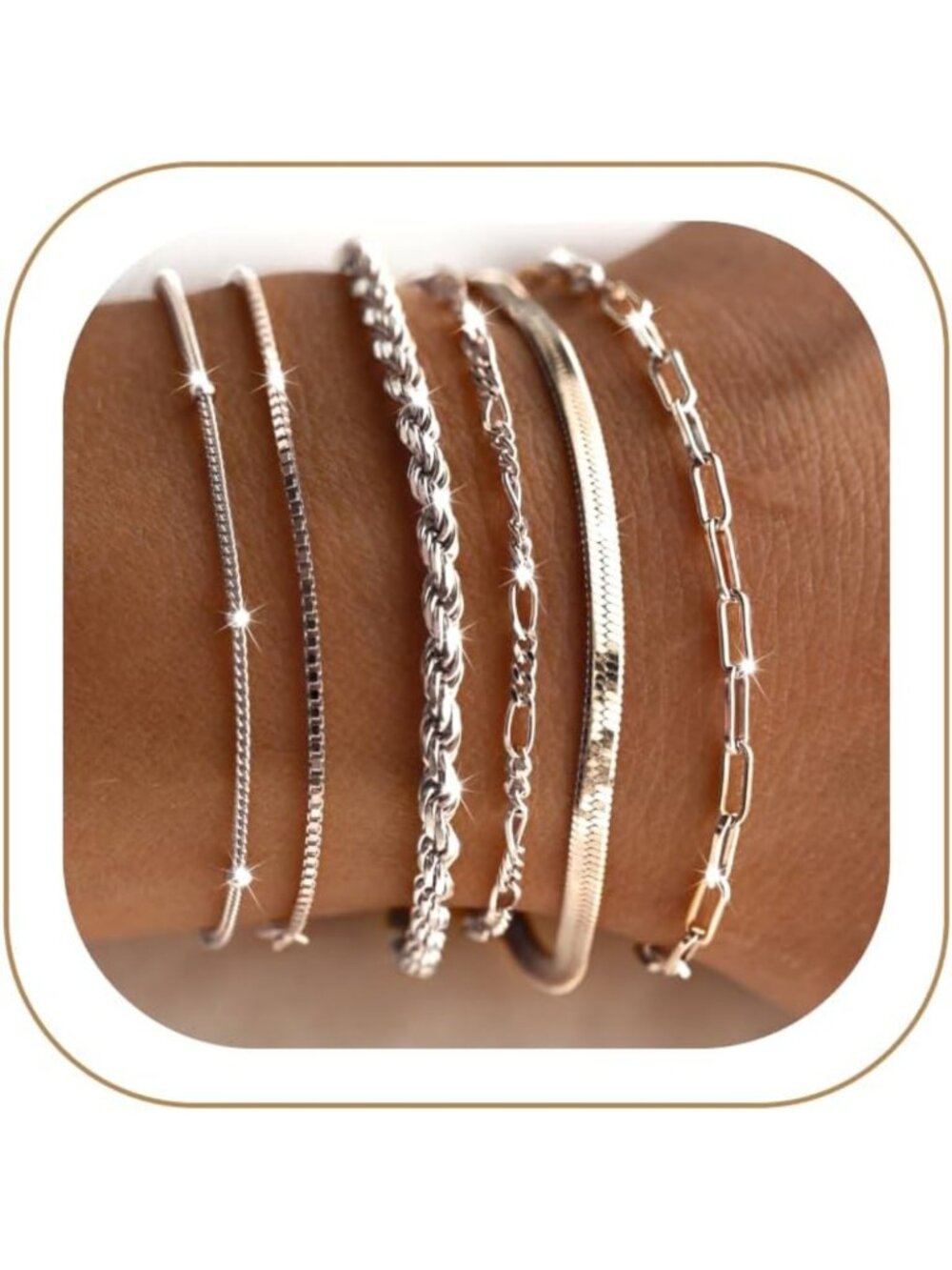 Waterproof Sterling Silver Plated Bracelet Set for Women - Elegant Jewelry Gift